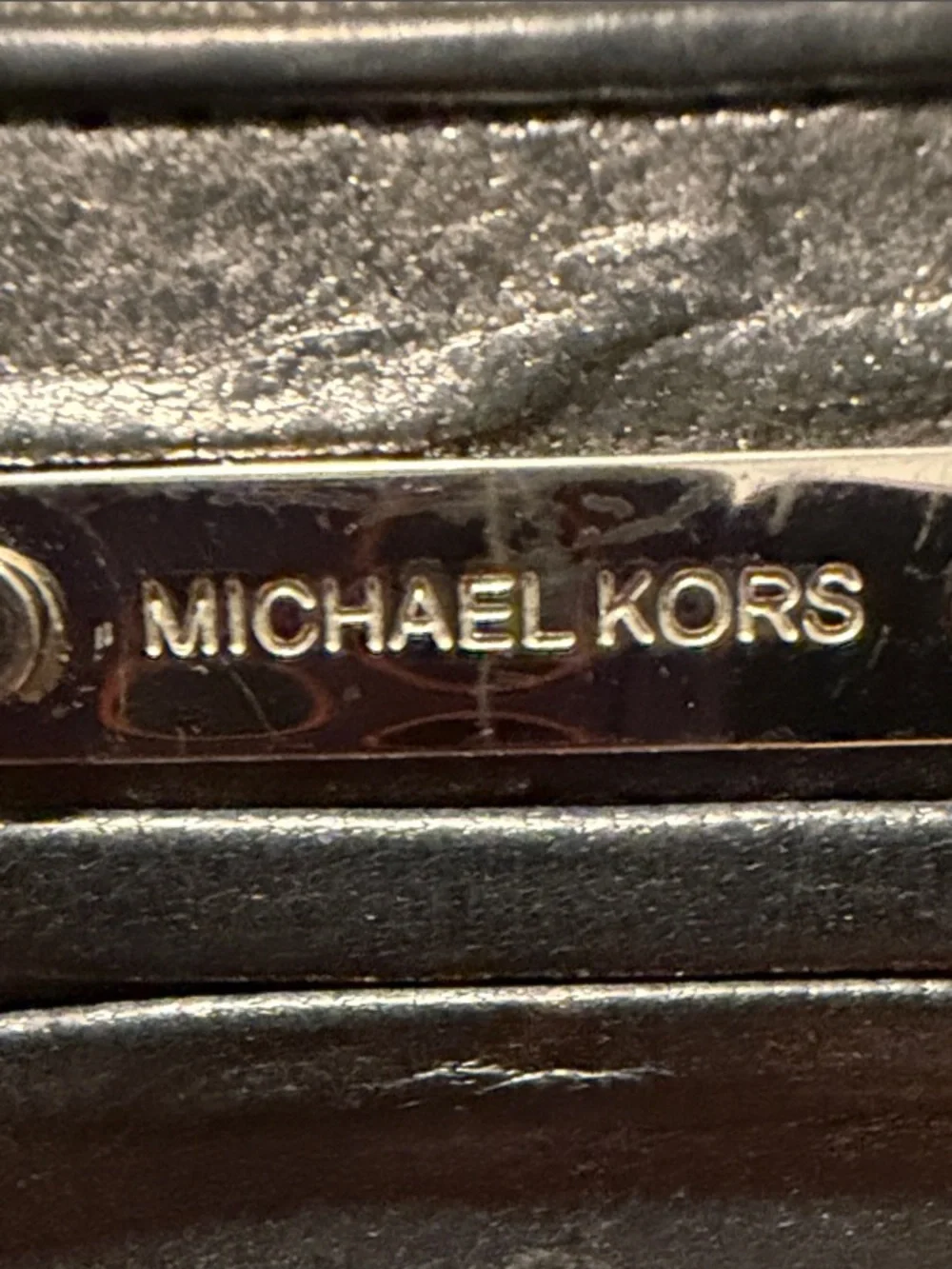 Michael Kors Rouched metallic pewter Leather Zip Wallet
